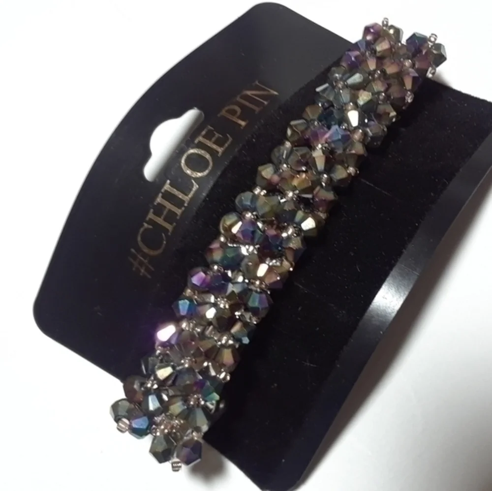 #Chloe Pin Iridescent Beaded Hair Barrette
